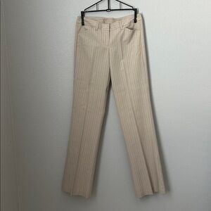 Beige Striped Dress Pants